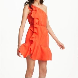 💃🏻Club Monaco Orange One-Shoulder “Mair” Mini Dress Size 8, Good condition